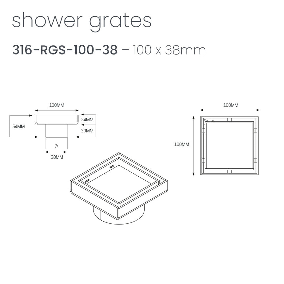 Radiant Square Tile Insert Floor Grate