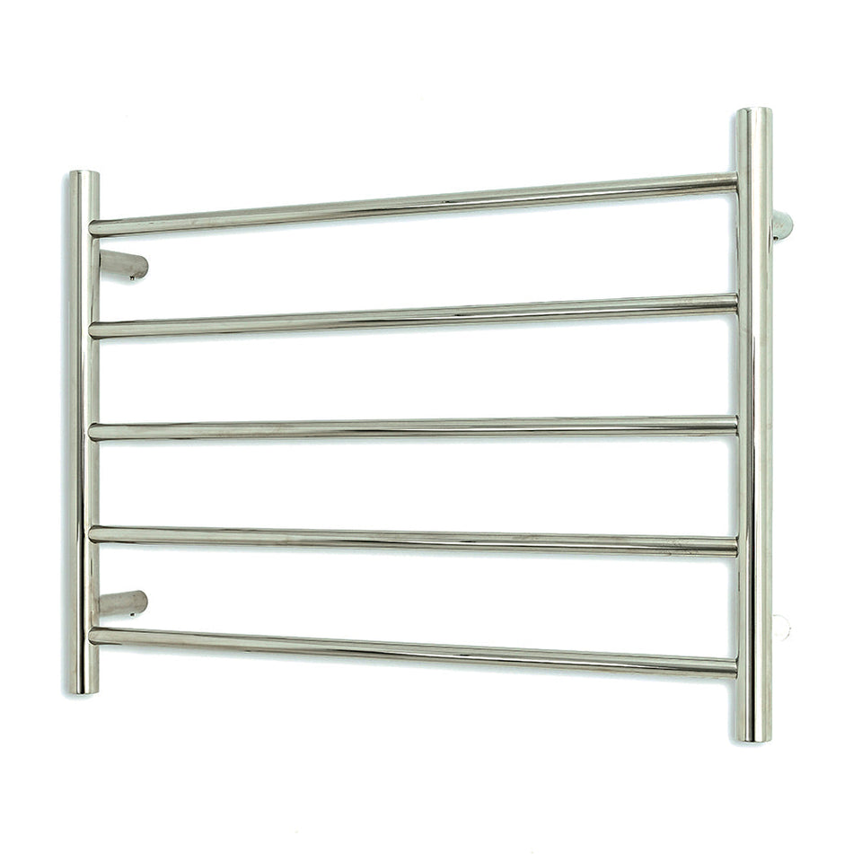 Radiant Low Voltage Heated Round Ladder - Mirror Polished / 750x550mm / Bottom Left (12V-RTR03LEFT)