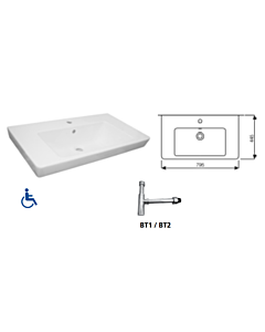 Gemini Industries - Quado Assist 800 Disabled Basin with Bottle Trap