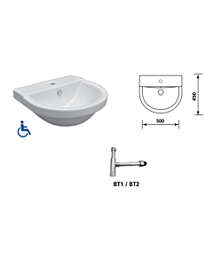Gemini Industries - Living Assist Disabled Wall Basin with Bottle Trap