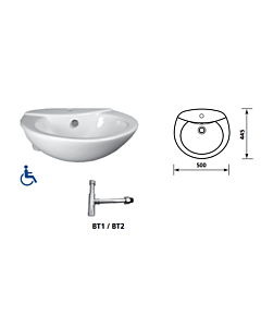 Gemini Industries - Julia Assist Disabled Wall Basin with Bottle Trap