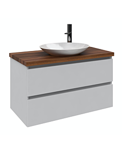 Rifco - Platinum Double Drawer Wall Hung Vanity Timber Top with Above Counter Ceramic Basin