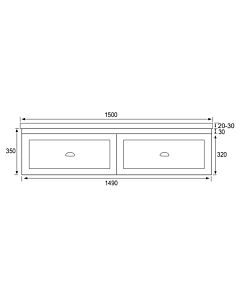 Marquis - Tuscany7 1500mm Wall Mounted Vanity with Caesarstone/Silestone Top &amp; Single Basin