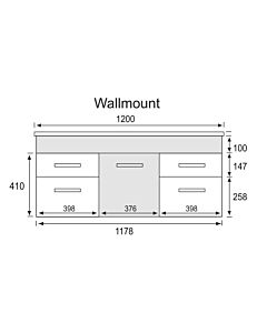 Marquis - Torino4 1200mm Wall Mounted Vanity With Moulded Single Basin Top TORINO4-1200