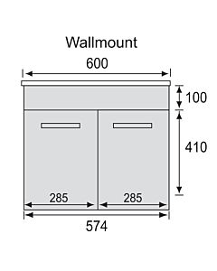 Marquis - Torino1 600mm Wall Mounted Vanity with Moulded Single Basin Top