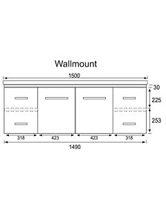 Marquis - Brighton4 1500mm Wall Mounted Vanity with Moulded Double Basin Top