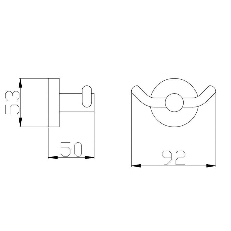 Todi Round Solid Brass Double Robe Hook Wall Mounted