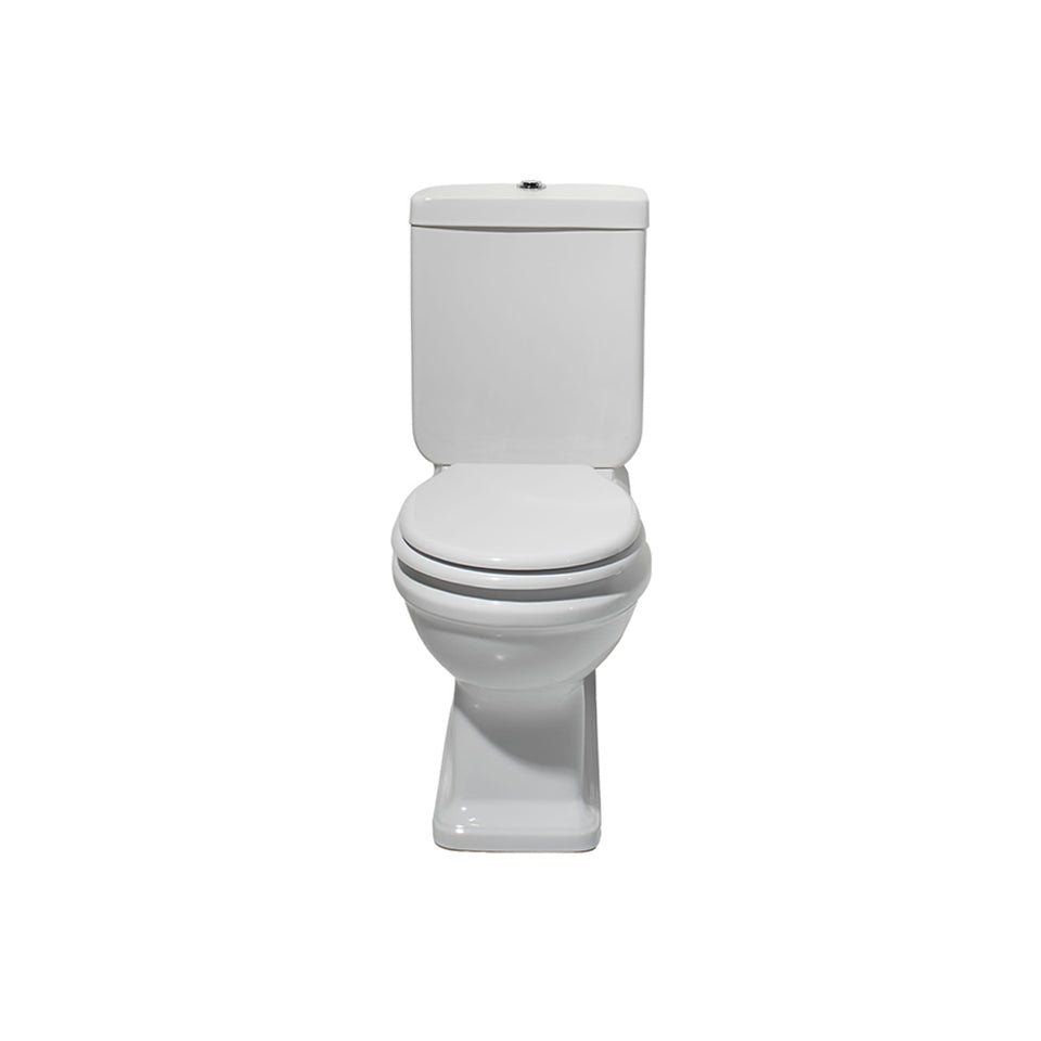 Turner Hastings Stafford Close Coupled Back to Wall Toilet Suite - Gloss White with Chrome Hinges