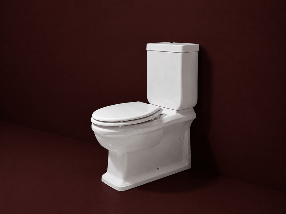 Turner Hastings Stafford Close Coupled Back to Wall Toilet Suite - Gloss White with Chrome Hinges