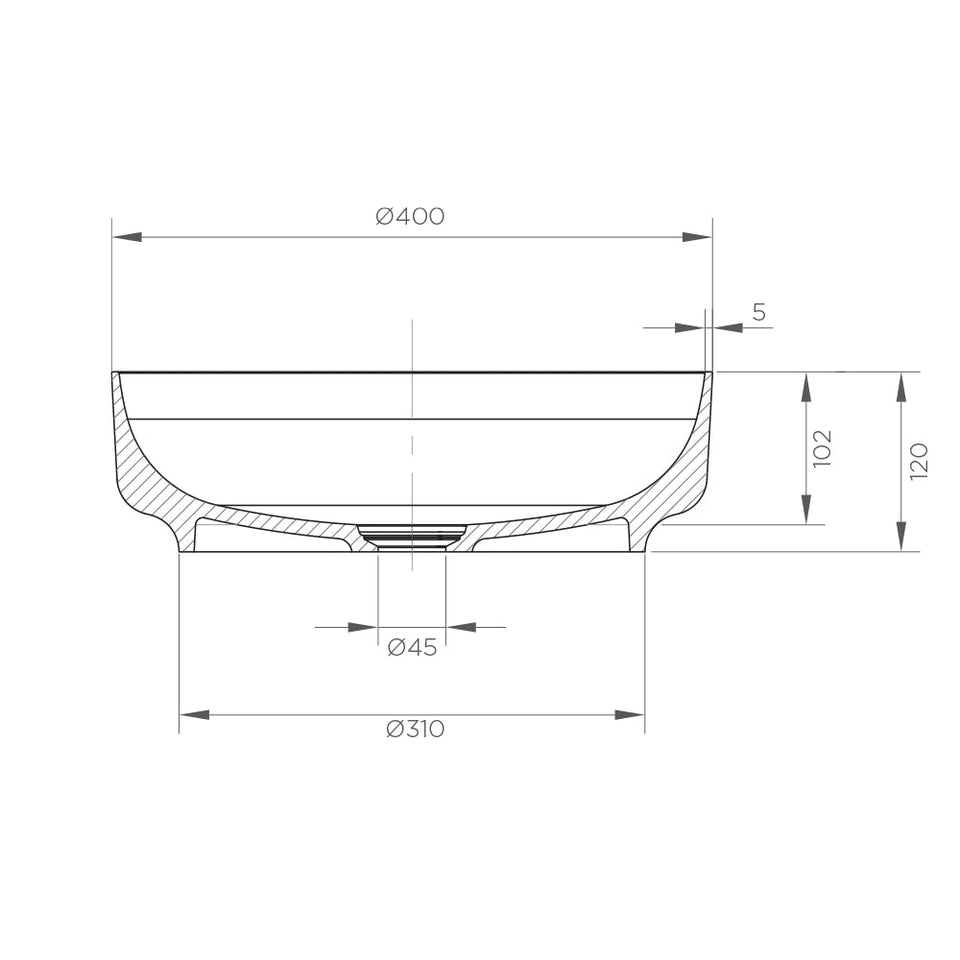 Arcisan ARCISTONE Synergii Stone Ø400x120mm above counter basin