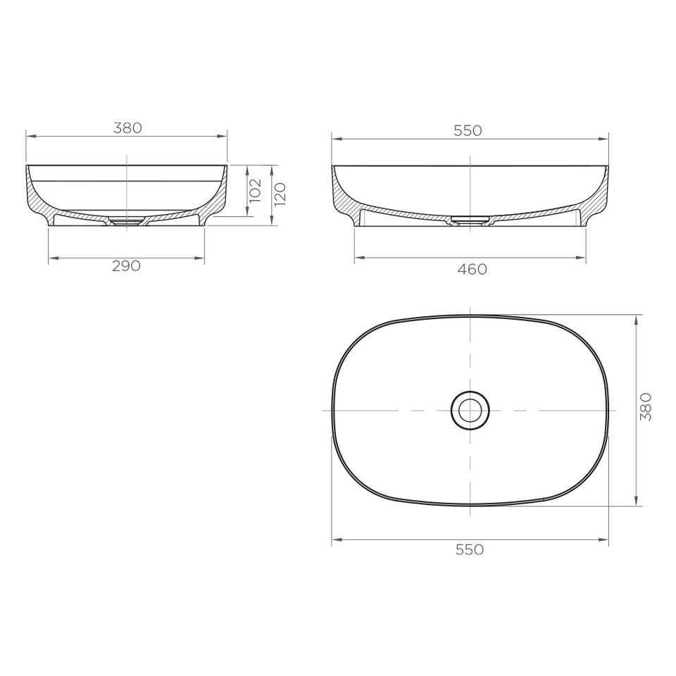 ARCISTONE Synergii Stone 550 x 380 x 120mm above counter basin - Nero Marquina - Arcisan official gallery image (SY78620.NM)