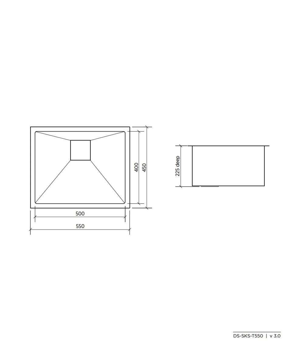 191697 | Tetra 550 stainless steel sink