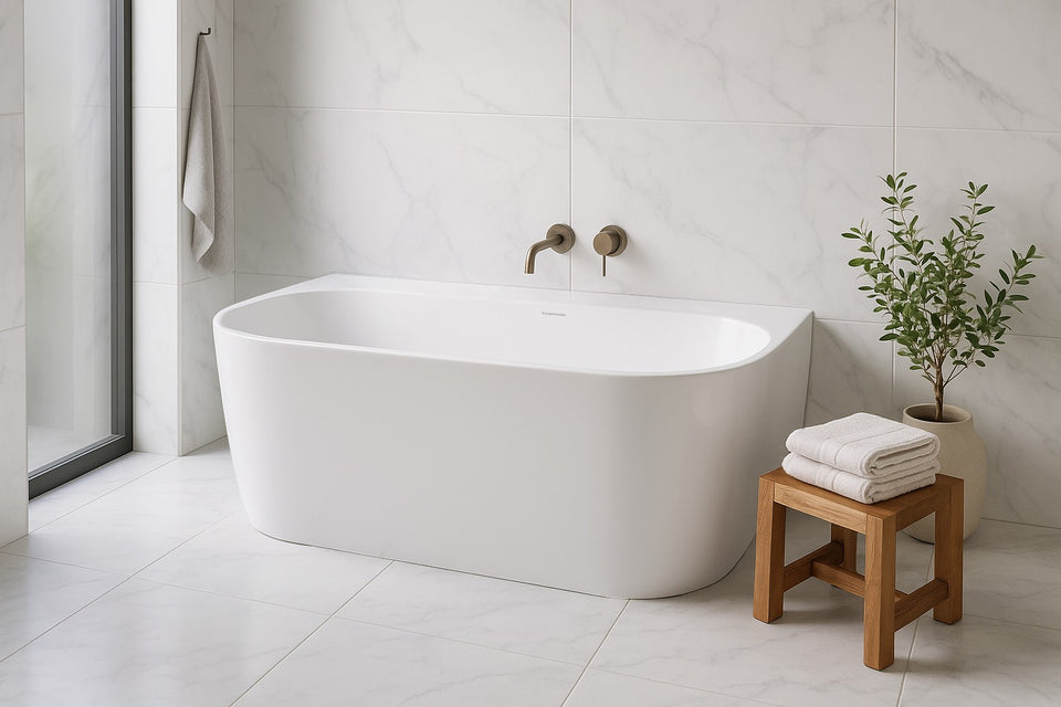 Turner Hastings Narva 158 x 86 MagnaCast Back To Wall Bath — Gloss White