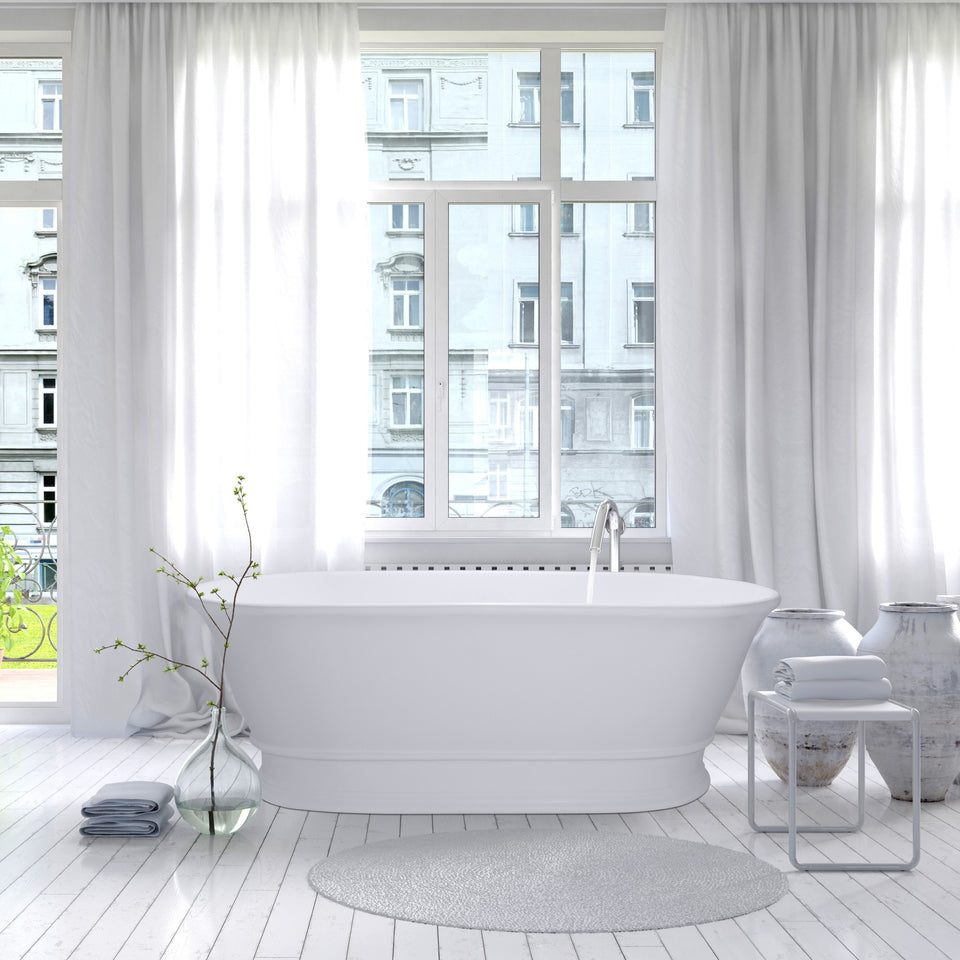 Turner Hastings Cambridge 156 x 74 TitanCast Solid Surface Freestanding Bath — Satin Silk White