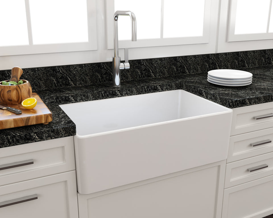 Turner Hastings Novi 75 x 46 Fine Fireclay Farmhouse Butler Sink — Gloss White