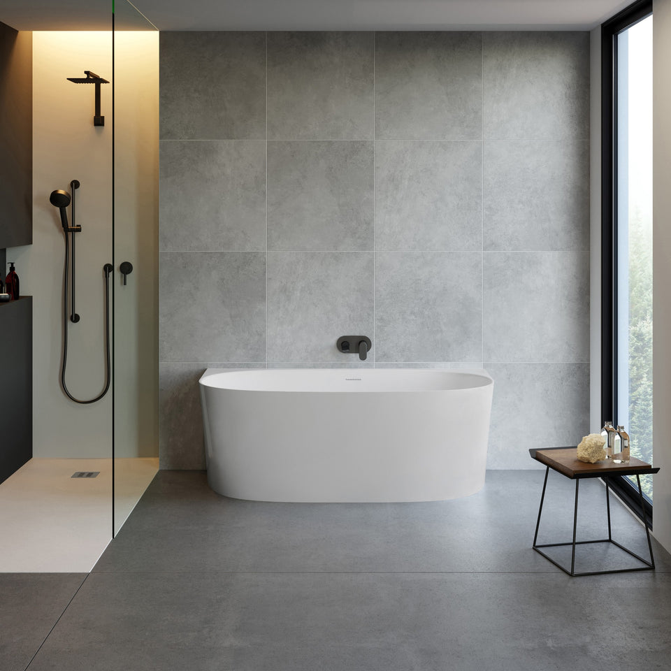Turner Hastings Narva 158 x 86 MagnaCast Back To Wall Bath — Matte White