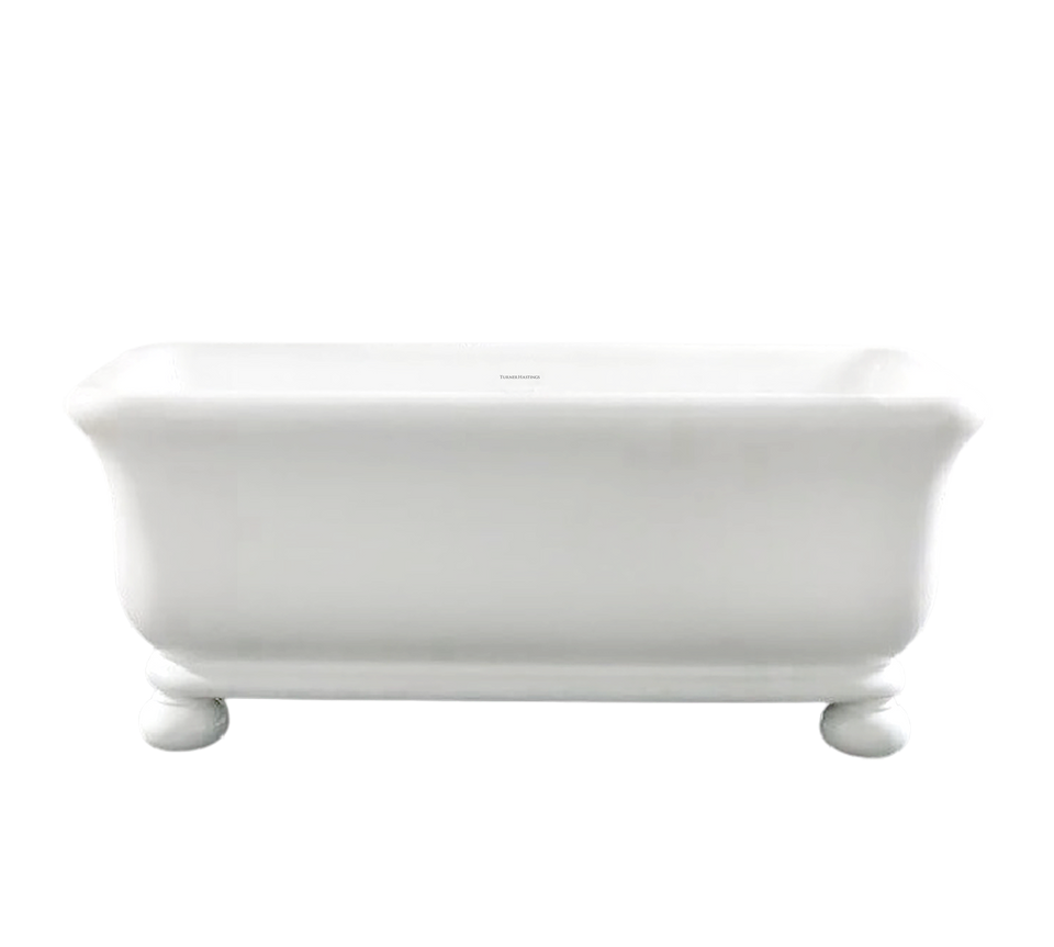 Turner Hastings Kirkham 180 x 84 TitanCast Solid Surface Bath With Ball Feet — Satin Silk White