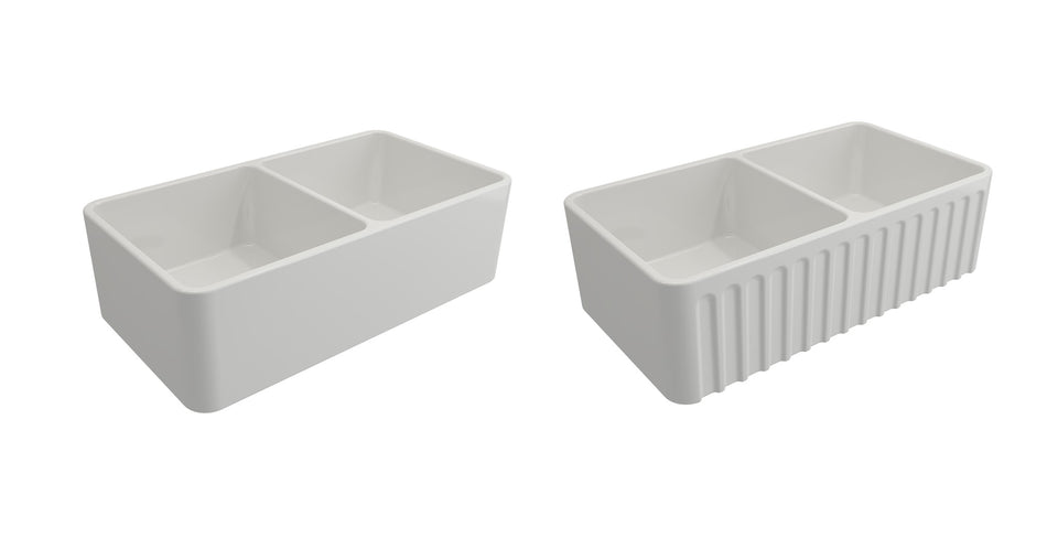Turner Hastings Novi 85 x 46 Fine Fireclay Farmhouse Butler Sink — Gloss White