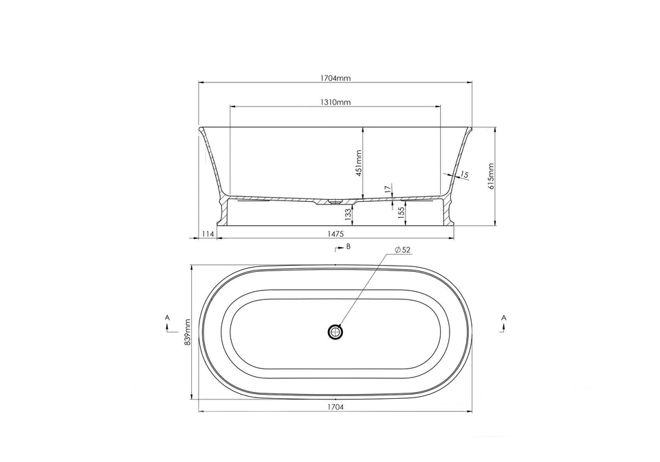 Turner Hastings Claremont 170 x 84 MagnaCast Free Standing Bath — Gloss White