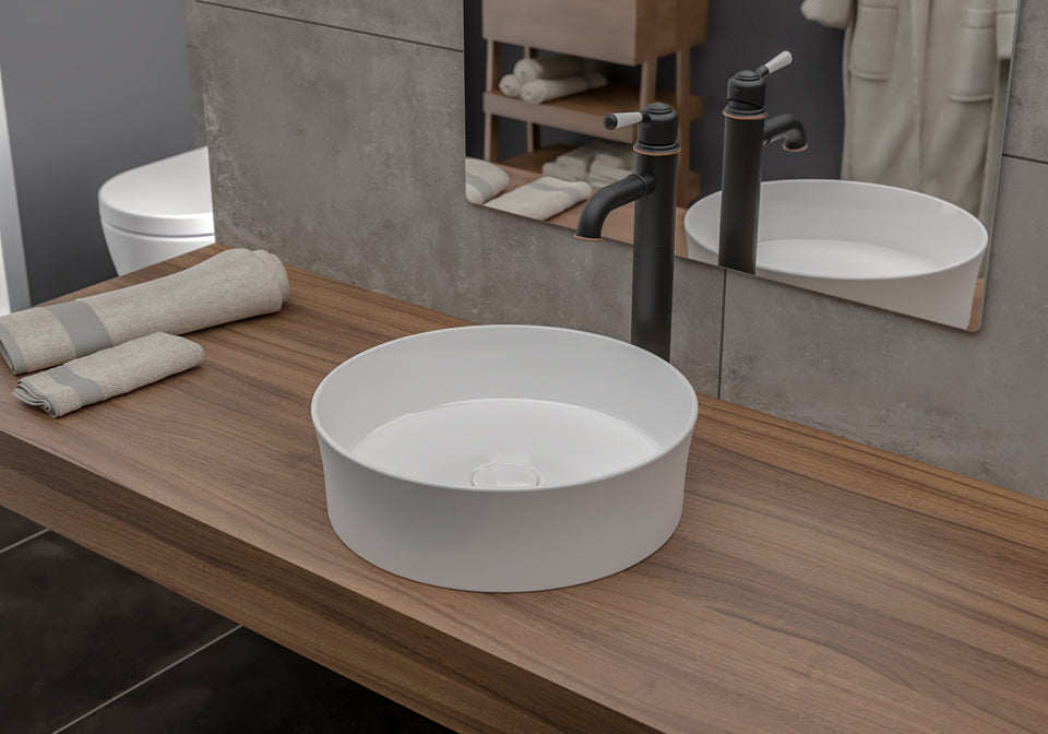 Turner Hastings Fino Round 382 Above Counter Fireclay Basin — Gloss White