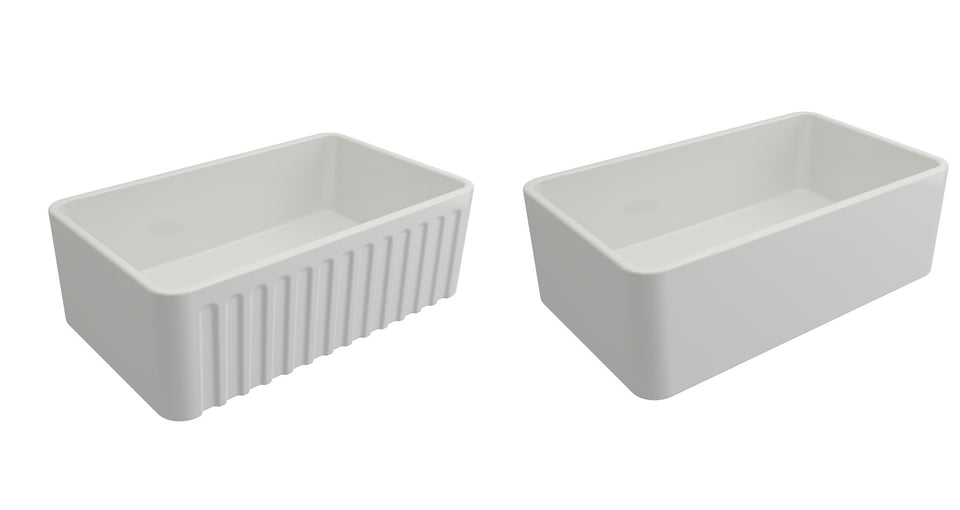 Turner Hastings Novi 75 x 46 Fine Fireclay Farmhouse Butler Sink — Gloss White