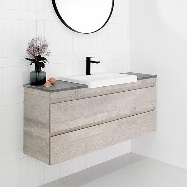 ADP Glacier Lite Semi Recessed All Drawer Twin Vanity with Solid Surface Top