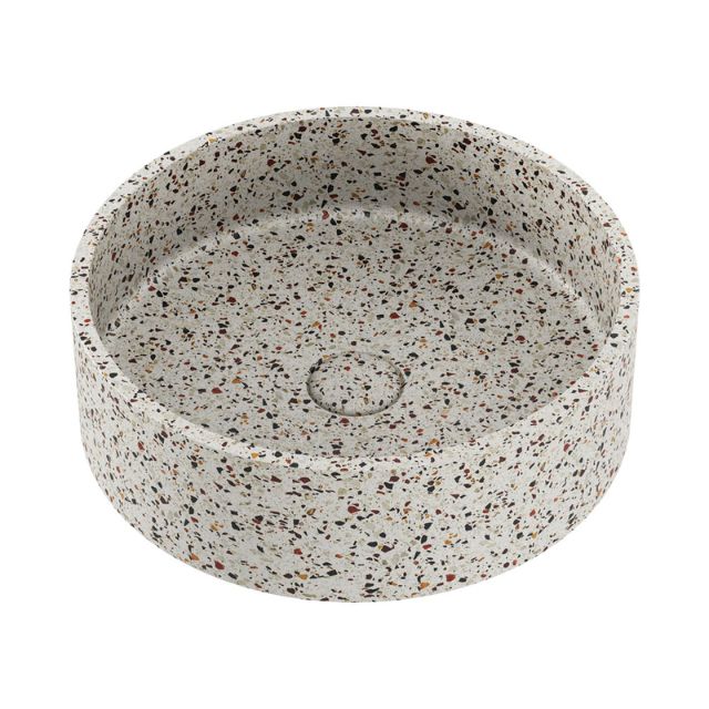 Fienza Jada Concrete Round Basin Above Counter 390 x 120mm Terrazzo