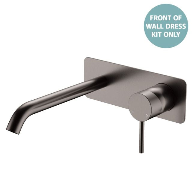 Fienza Kaya Basin/Bath Wall Mixer Dress Kit Set Rectangular Plate 200mm Outlet Gun Metal