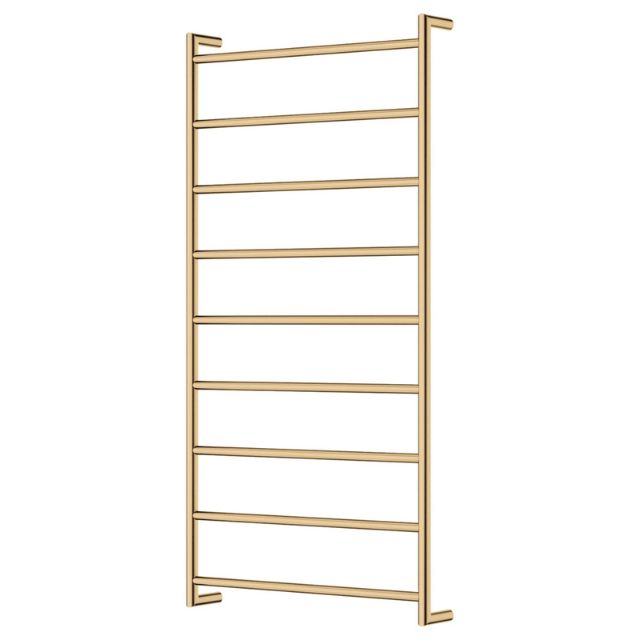 Fienza Kaya Round Heated Towel Rail 600X1200X100mm 9 Bars Urban Brass