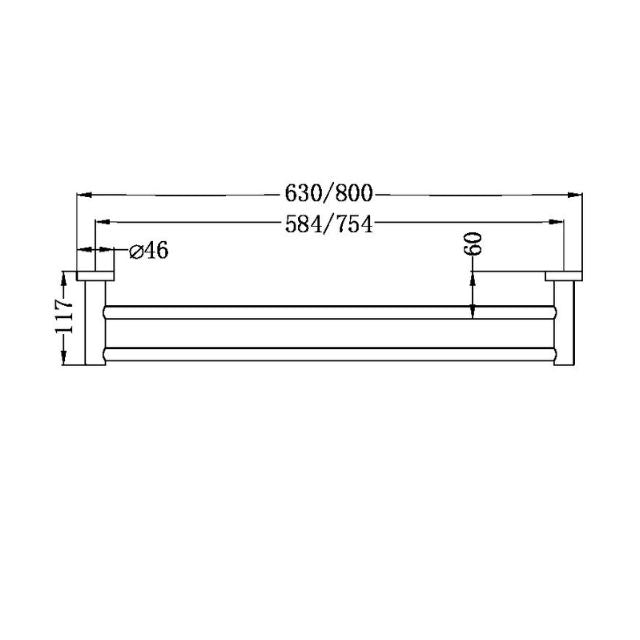 Nero Mecca Double Towel Rail 600/800mm