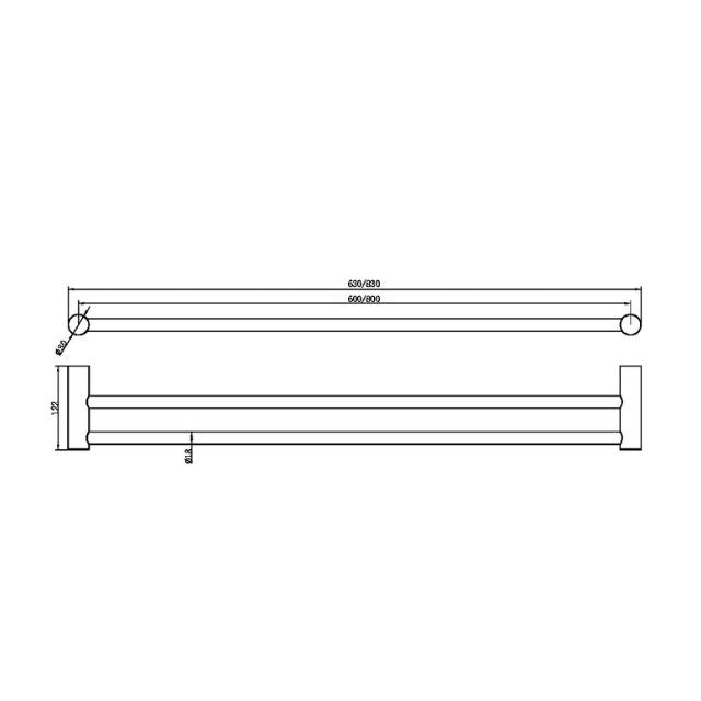 Nero Zen SS316L Double Towel Rail 600/800mm