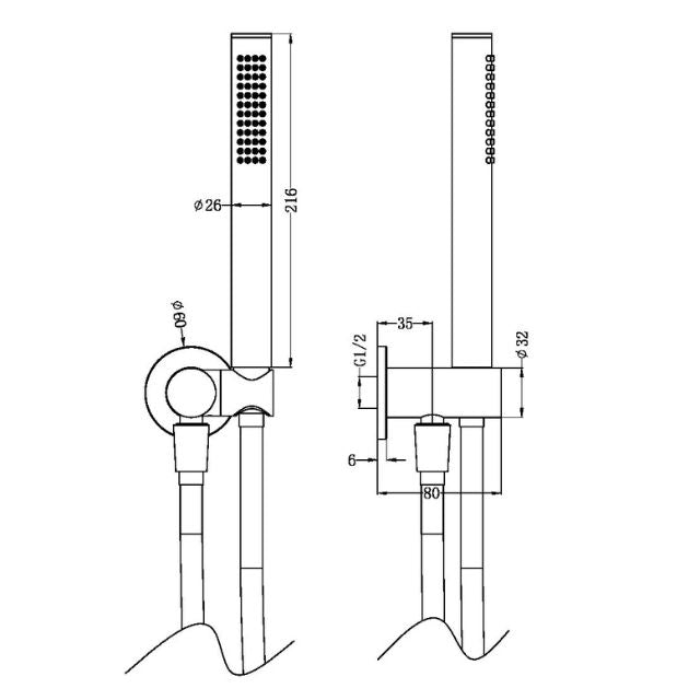 Nero Zen SS316L Shower On Bracket