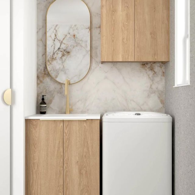 Otti Byron Natural Oak 650mm Laundry Cabinet Set