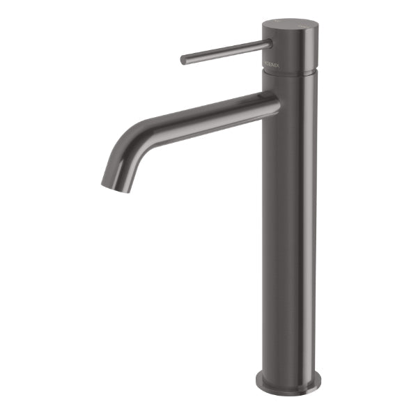 Phoenix Vivid Slimline Vessel Mixer Curved Outlet Brushed Carbon - Lead Free