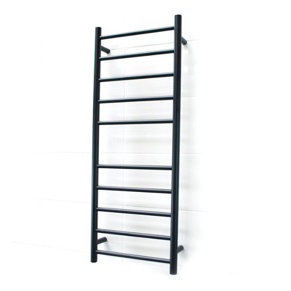 Radiant - Round 10 Bar Heated Towel Ladder 1100H x 430W (right wiring) MATTE BLACK