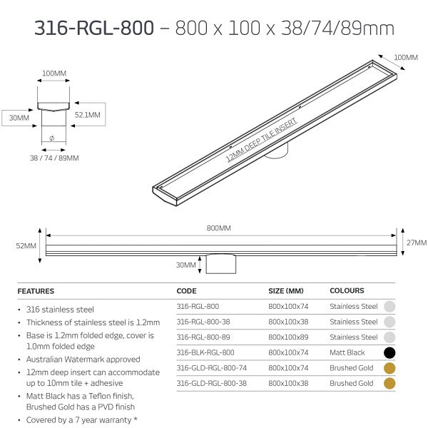 Radiant Linear Tile Insert Floor Grate