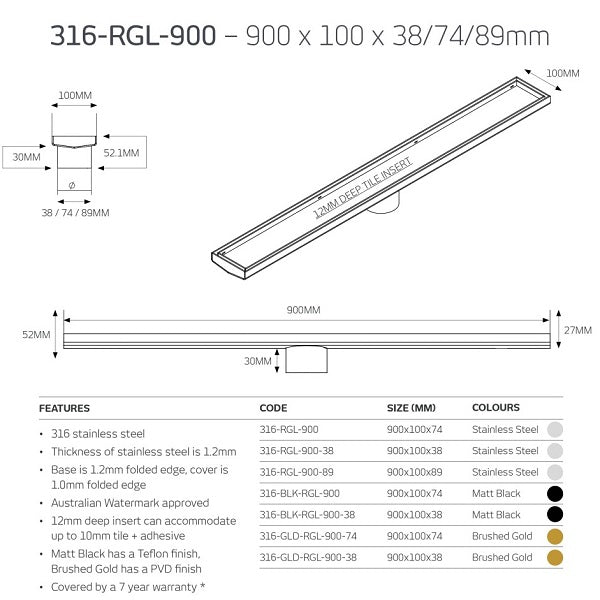 Radiant Linear Tile Insert Floor Grate