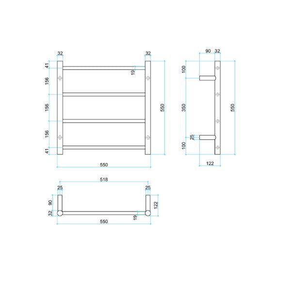 Thermogroup 12Volt Round Ladder Heated Towel Rail