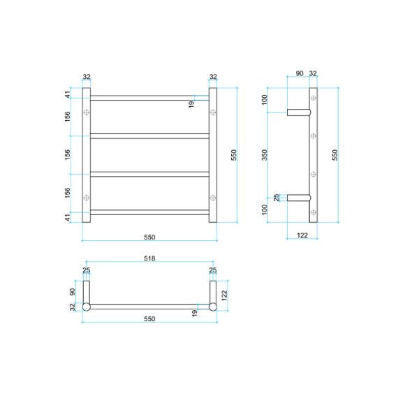 Thermogroup Straight Round Ladder Heated Towel Rail