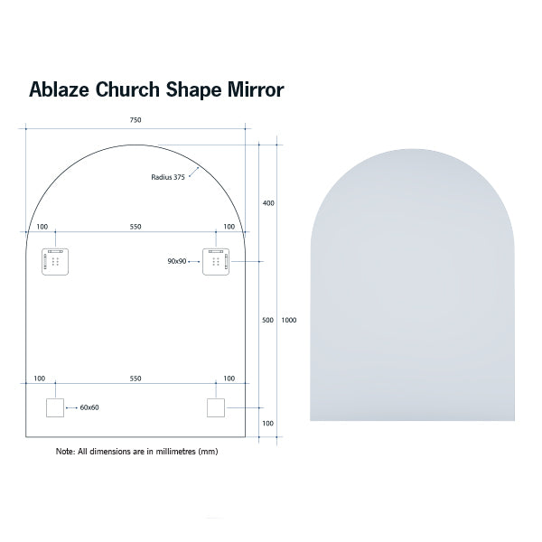 Thermogroup Church Shape Polished Edge Mirror with Hangers
