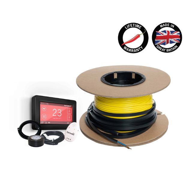 Thermogroup Thermowire Underfloor Heating System Kits Including Black Dual Thermostat