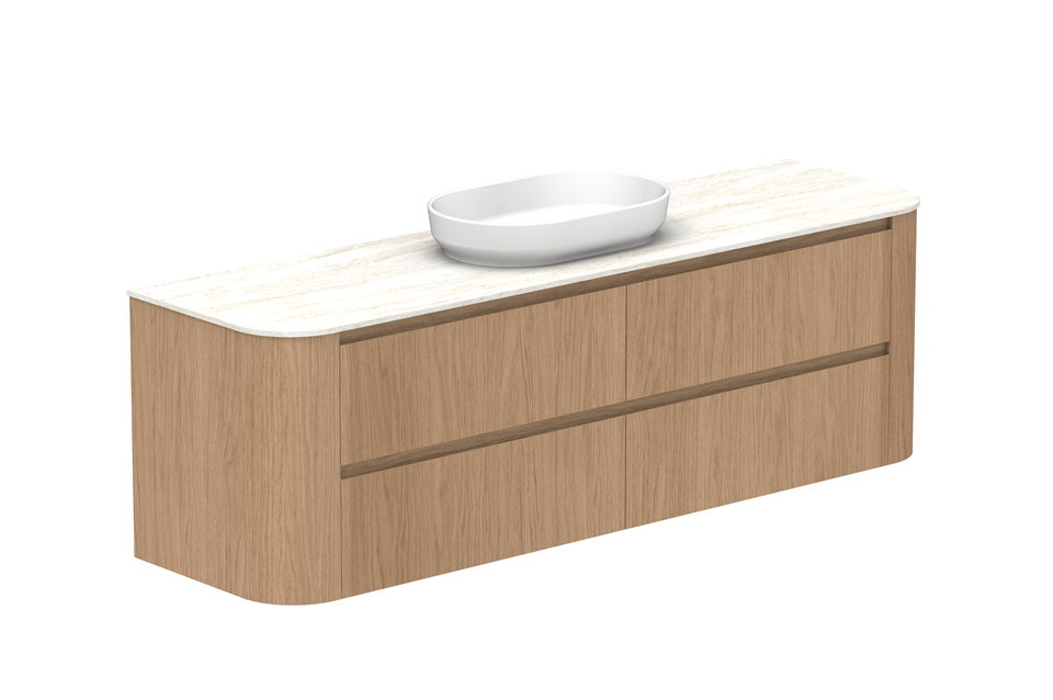 Adp Thea Curved Wall Hung Vanity Imperial Top - 1800mm Double Bowl (TEAFAW1800WHDSS)