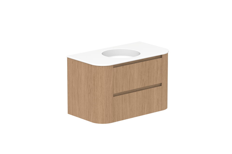 ADP Thea Curved Wall Hung Vanity Ceramic Benchtop - 900mm Centre Bowl (TEAFAW0900WHCCE)