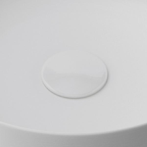 Timberline Matt White Pop Up Waste with Ceramic Cover. No Overflow