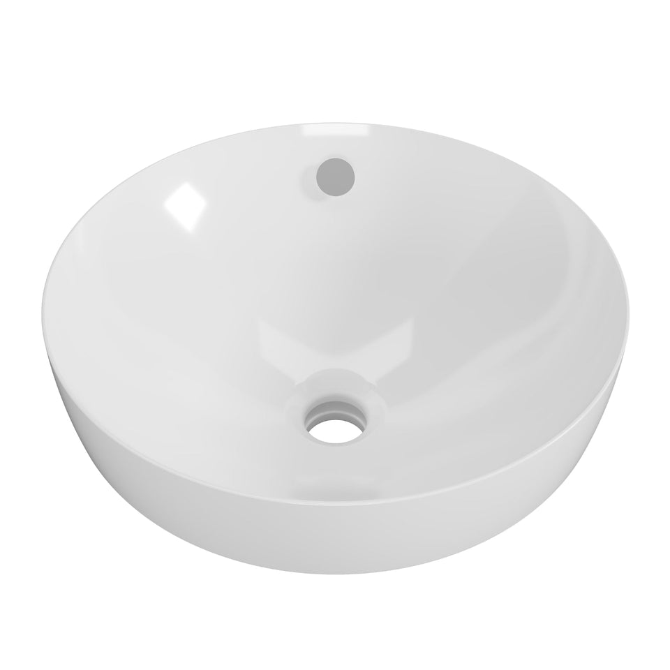 Timberline Henry 360mm Round Semi Inset Basin - White Gloss