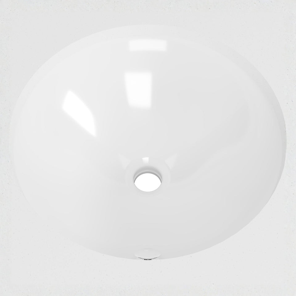 Timberline Henry 360mm Round Under Counter Basin - White Gloss