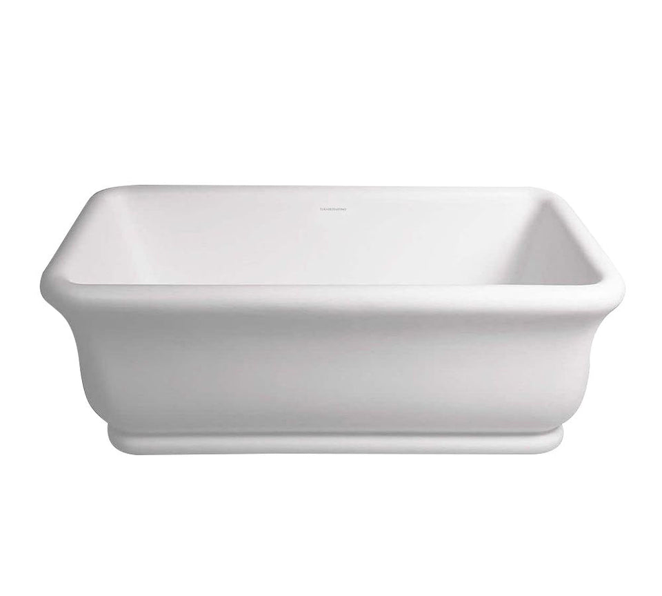 Turner Hastings Kirkham 180 x 84 TitanCast Solid Surface Bath - Satin Silk White / With Overflow (KI1800TCB-OF)