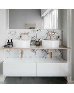 Rifco - Tranquil Single Drawer Wall Hung Vanity 1500mm Timber Top with Double Above Counter Ceramic Basin