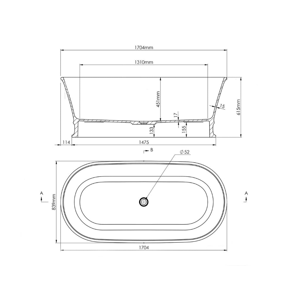 Turner Hastings Claremont 170 x 84 MagnaCast Free Standing Bath